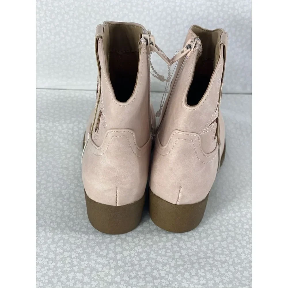 JellyPop Girls 12M Kacey Boots - Blush Color with Glitter Cutout Design